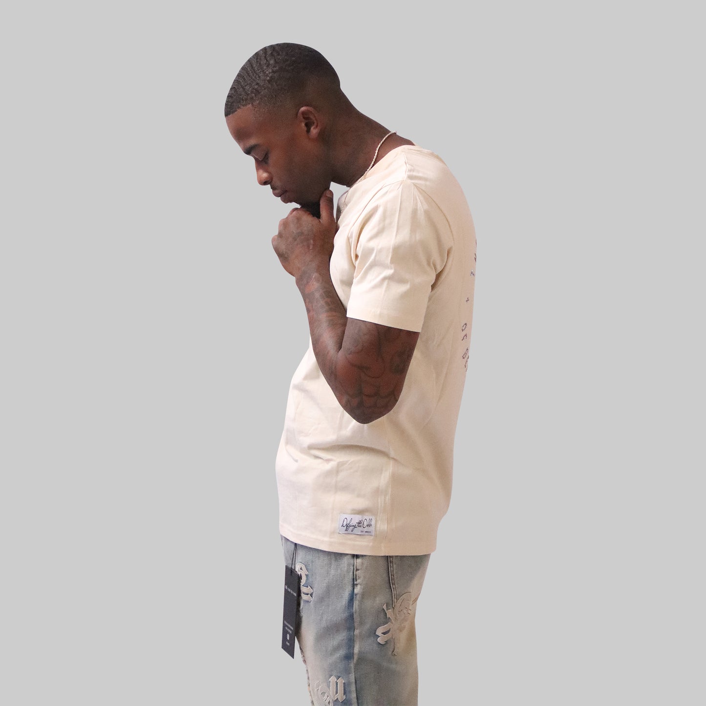 Powder Blue Logo Stacked Jeans