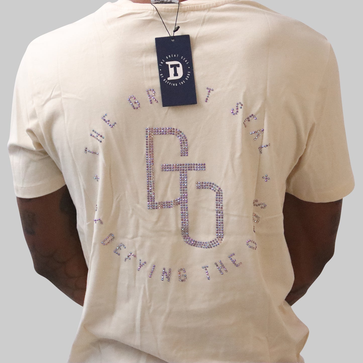 Defying The Odds Casual/Beige Rhinestone Tee