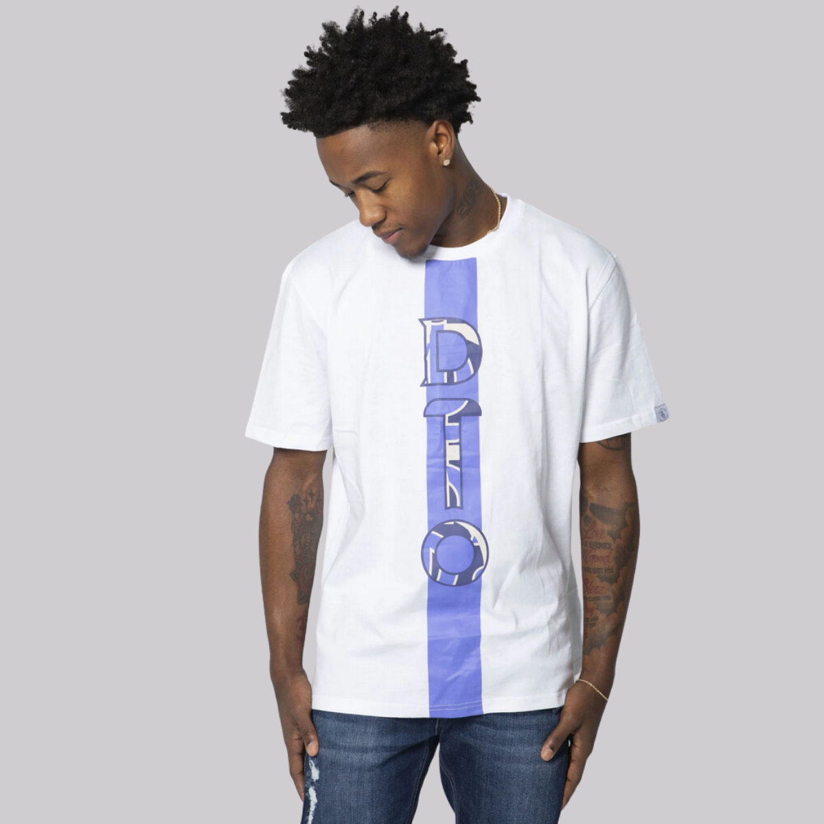 Blue Center Stripe Tee