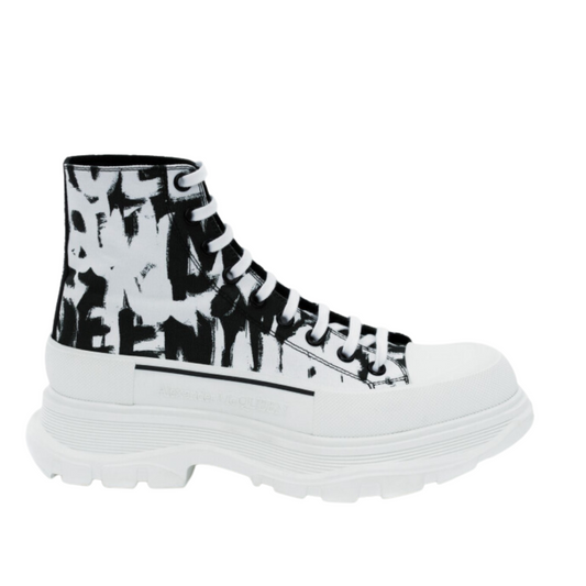 McQueen Graffiti Tread Slick Boot in White