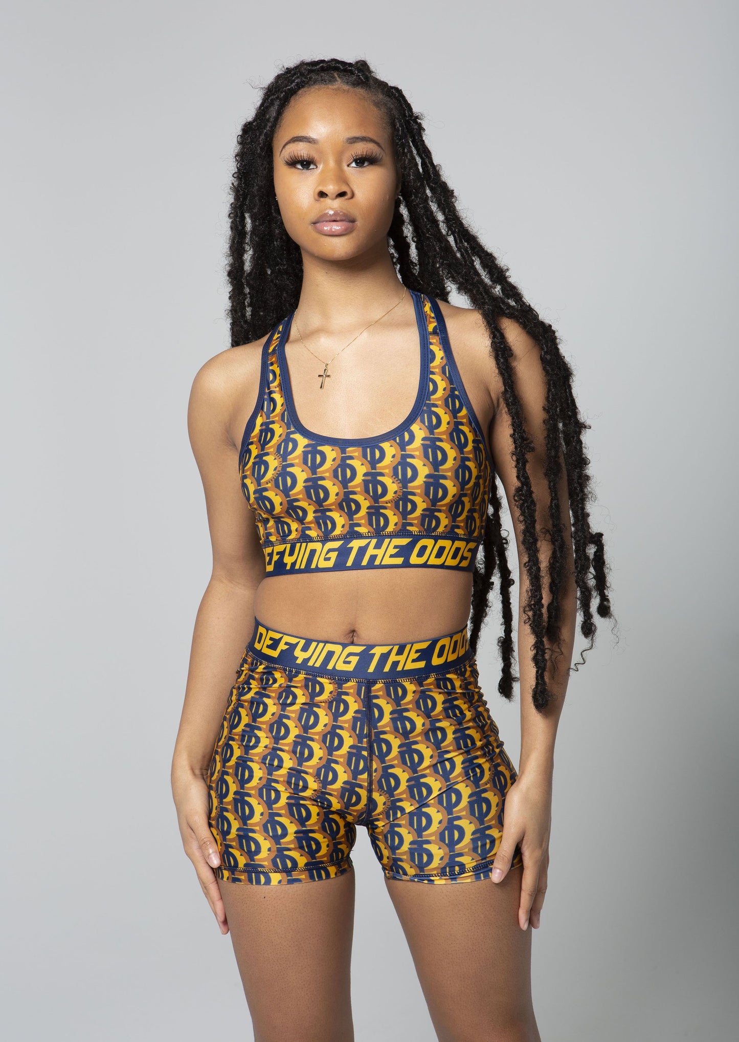 Gold & Navy DTO Biker Shorts