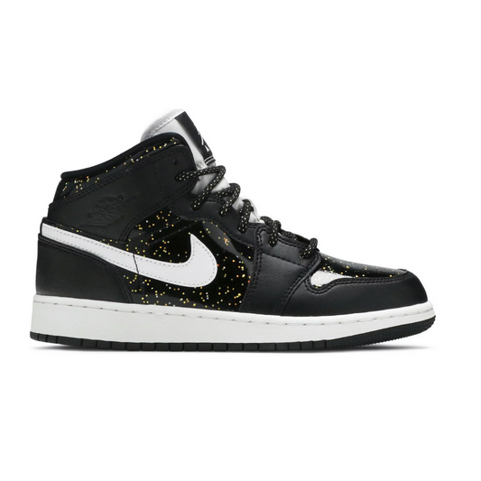 Kids Air Jordan 1 Mid SE 'Black Glitter'